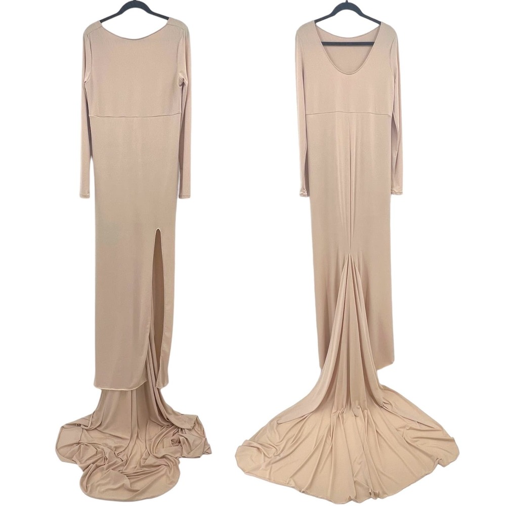 Anyutas Couture Custom Maternity Photoshoot Dress with Train Med/Lrg Champagne - Picture 1 of 11